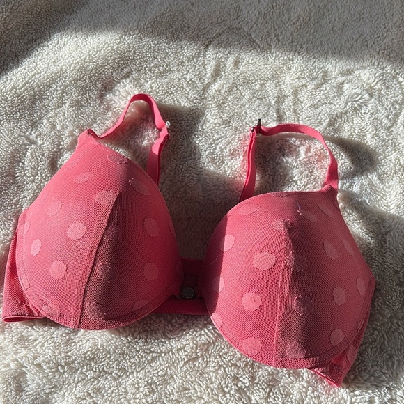 La Vie en Rose Front Clasp 34D Bra Pink Polka Dot | Sexy Support | NEW - Picture 2 of 5